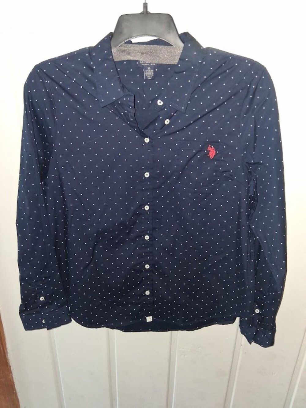 U.S. Polo Assn Women's Polka Dot Long Sleeve Button Down Shirt Sz XL